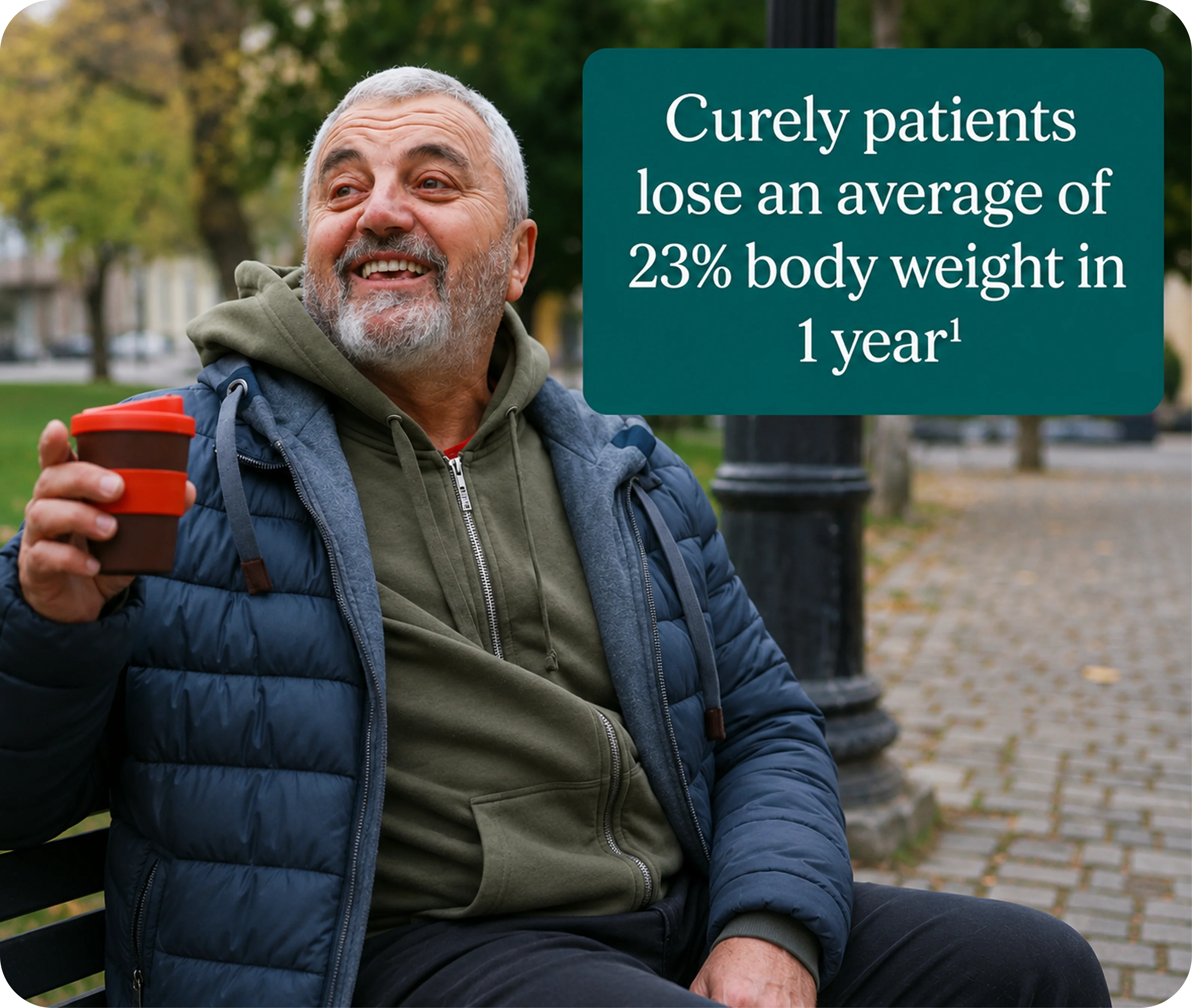Curely patients lose an average of 23% body weight in 1 year